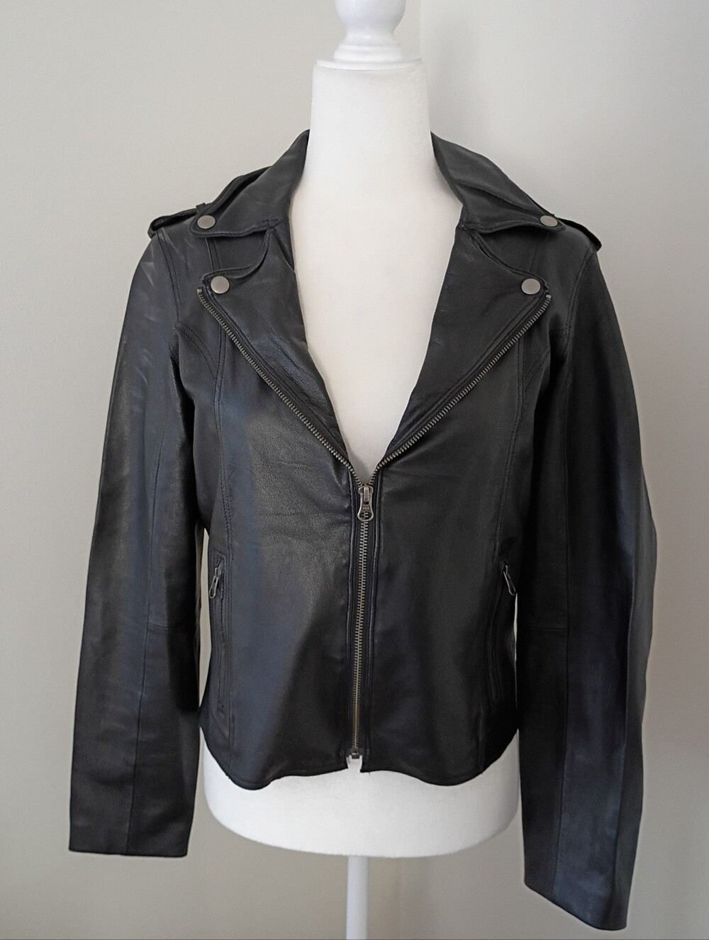 Jakett NYC Black Leather Bomber Jacket Size Small